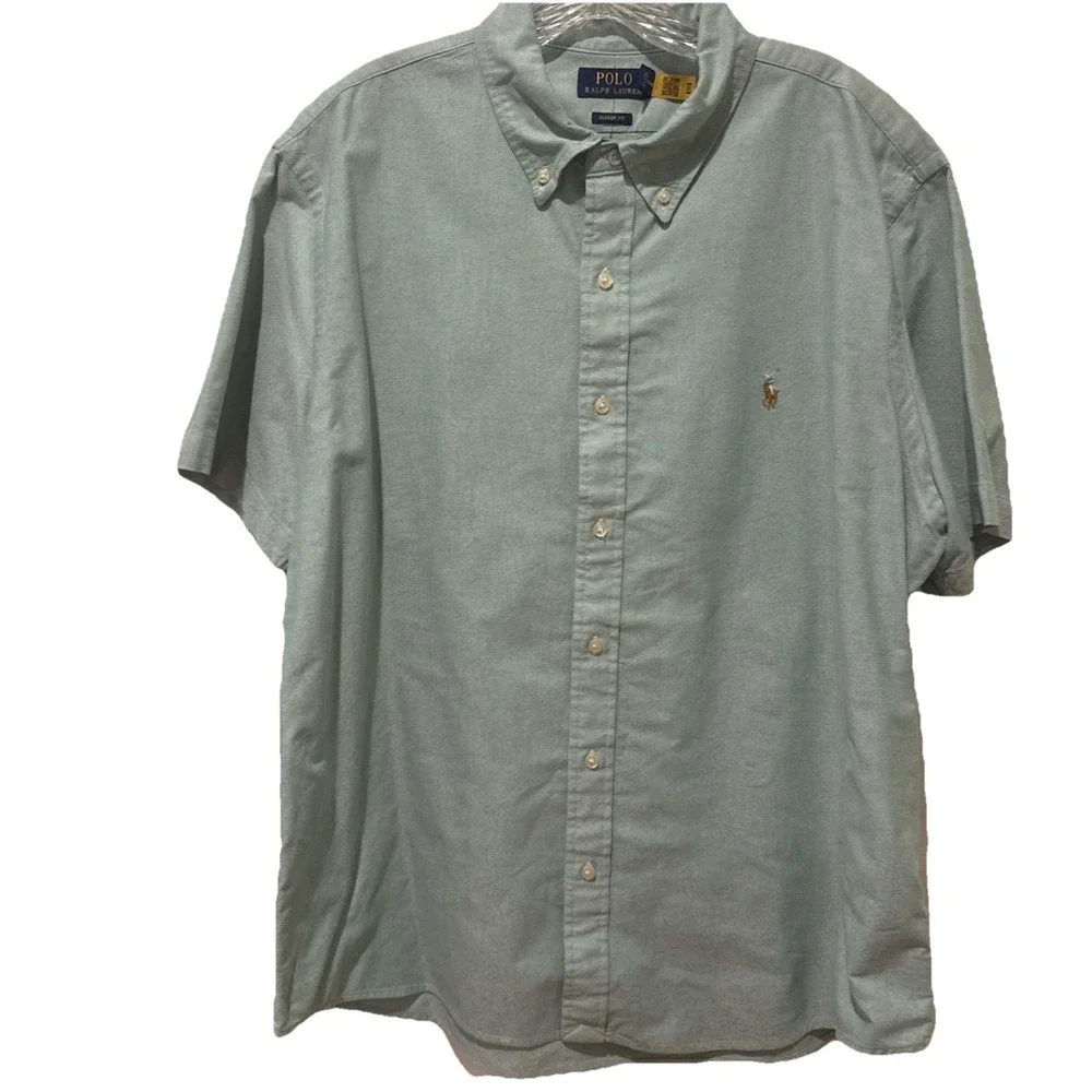 Polo Ralph Lauren Shirt Mens XXL TTG CLASSIC FIT Short Sleet But ton Green